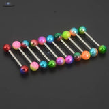 Painted Pearl Balls Tongue Barbell Surgical Steel Tongue Rings