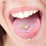 Painted Pearl Balls Tongue Barbell Surgical Steel Tongue Rings