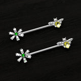 Bird Bee Scissors Leaf Nipple Ring Crystal Nipple Jewelry Piercing 14G