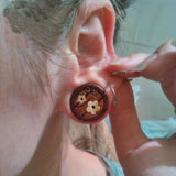 Flower Wood Ear Piercing Tunnel Plugs Ear Gauge 10mm-25mm Body Jewelry