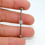 14G Titanium Industrial Barbell Gem Top Earrings
