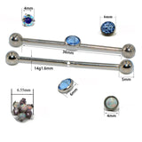 14G Titanium Industrial Barbell Gem Top Earrings