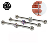 14G Titanium Industrial Barbell Gem Top Earrings