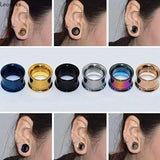 Leosoxs 2pcs Ear Tunnels Plugs Expander Screw Ear Gauges Piercing Ring