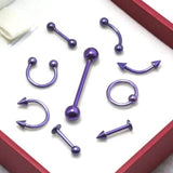 9pcs Purple Stainless Steel Captive Piercing Jewelry Set
