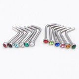 12pcs L Shape Crystal Nose Ring Set 20G