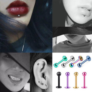 8Pcs Multicolor Lip Ring Labret Piercing Stainless Steel Tragus Cartilage