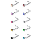 Crystal Nose Ring Sets L Shape Curve Mixed Color Straight Piercing Set