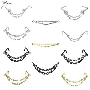 Miqiao Stainless Steel Double-layer Nose Chain Nose Nail Nose Ring