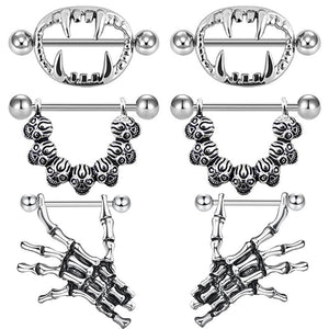 2PCS Skull Steel Nipple Shield Nipple Barbells