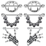 2PCS Skull Steel Nipple Shield Nipple Barbells