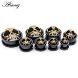 2PCS Stainless Steel Skull Ear Plugs Expander Gauges Piercing Body Jewelry
