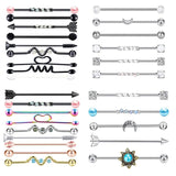 9PC Stainless Steel Heart Industrial Piercing Set Earring