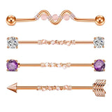 9PC Stainless Steel Heart Industrial Piercing Set Earring