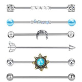 9PC Stainless Steel Heart Industrial Piercing Set Earring