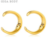 2PCS Saddle Moon Human Face Ear Weights Stainless Steel Ear Gauges