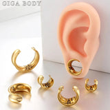 2PCS Saddle Moon Human Face Ear Weights Stainless Steel Ear Gauges