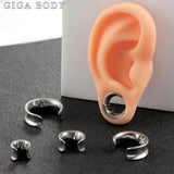 2PCS Saddle Moon Human Face Ear Weights Stainless Steel Ear Gauges