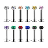 12Pcs 16G Zircon Lip Studs Stainless Steel Piercing Jewelry