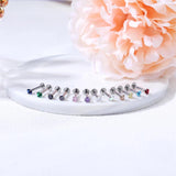 12Pcs 16G Zircon Lip Studs Stainless Steel Piercing Jewelry