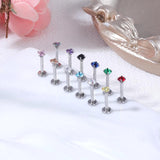 12Pcs 16G Zircon Lip Studs Stainless Steel Piercing Jewelry