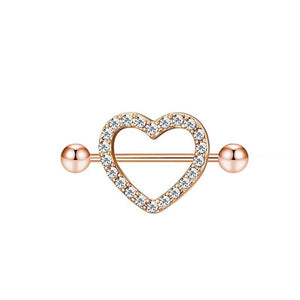 1Pcs Love Heart Nipple Piercing Crystal Stainless Steel Sexy Nipple Ring
