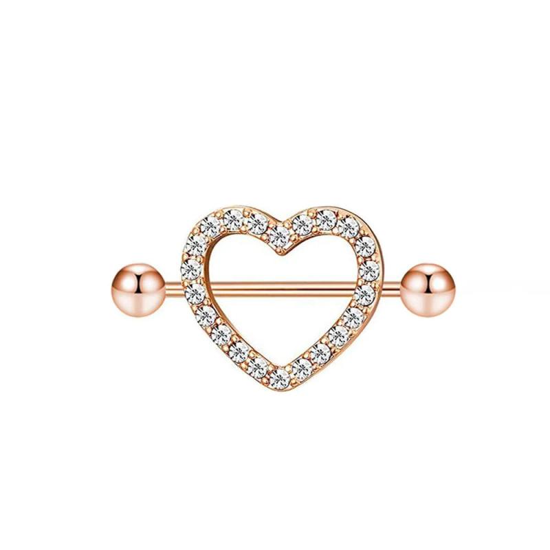 1Pcs Love Heart Nipple Piercing Crystal Stainless Steel Sexy Nipple Ring