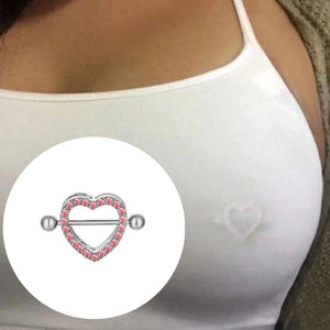 1Pcs Love Heart Nipple Piercing Crystal Stainless Steel Sexy Nipple Ring