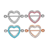 1Pcs Love Heart Nipple Piercing Crystal Stainless Steel Sexy Nipple Ring