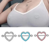 1Pcs Love Heart Nipple Piercing Crystal Stainless Steel Sexy Nipple Ring