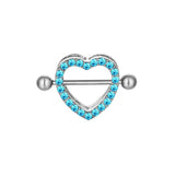 1Pcs Love Heart Nipple Piercing Crystal Stainless Steel Sexy Nipple Ring