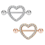 1Pcs Love Heart Nipple Piercing Crystal Stainless Steel Sexy Nipple Ring
