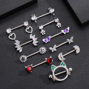 Stainless Steel Zircon Nipple Ring Piercing Jewelry