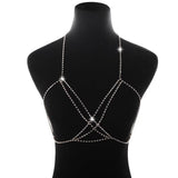 Rhinestone Bra Chain Crystal Drop Chest Harness Bikini Body Chain