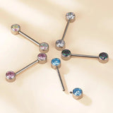 ASTM F136 Titanium PIERC Mixed Nipple Ring Barbell CZ 14G 16/12mm