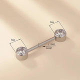 ASTM F136 Titanium PIERC Mixed Nipple Ring Barbell CZ 14G 16/12mm
