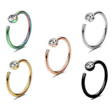 20G Stainless Steel Nose Hoop Ring CZ Gem Crystal Cartilage Earrings