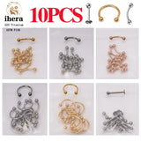 10PCS G23 Titanium Eyebrow Nose Septum Piercing 16G ASTM F136 Labret Lip Stud