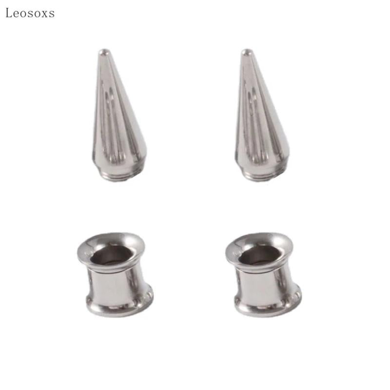 Leosoxs Stainless Steel Ear Plug Taper Tunnel Gauges 2 In 1 Ear Expander