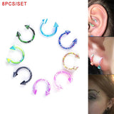 8Pcs Stainless Steel Body Piercing Jewelry 3 Styles