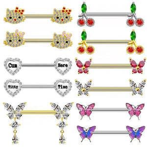Butterfly Nipple Rings Stainless Steel Piercing Jewelry