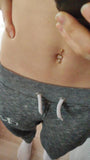 Zircon Bear Belly Button Ring Rose Silver Plated Navel Earring 14G
