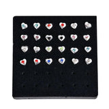 24PCS Heart Shape Nose Studs Crystal Nose Rings Colorful Nose Piercing