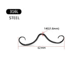 Septum Mustache Ring Body Jewelry 14G Surgical Steel Nose Stud Punk