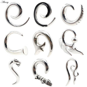 1pc Stainless Steel Spiral Snail Dragon Squid Ear Weights Body Jewelry