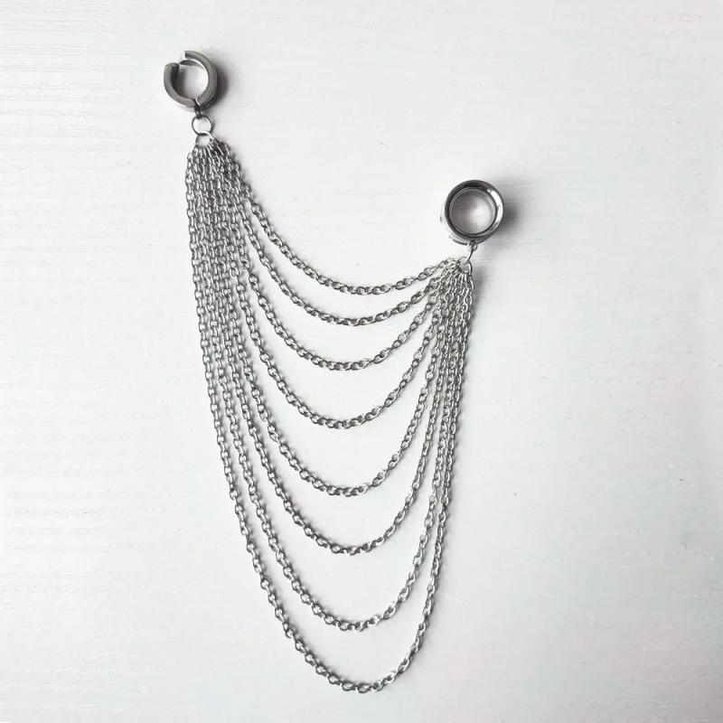 Chains Pendant Ear Tunnel Plugs Gauges Piercing Earrings