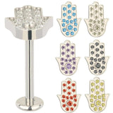 ASTM F136 Titanium Hand Palm CZ Paved Top Labret Studs