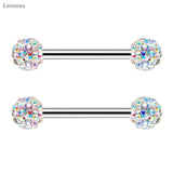 2pcs Stainless Steel Zircon Breast Ring Piercing Jewelry