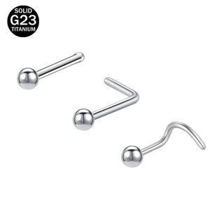 G23 Titanium Nose Piercing Set 2/3MM Round CZ Crystal Nose Studs