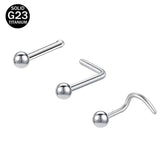 G23 Titanium Nose Piercing Set 2/3MM Round CZ Crystal Nose Studs